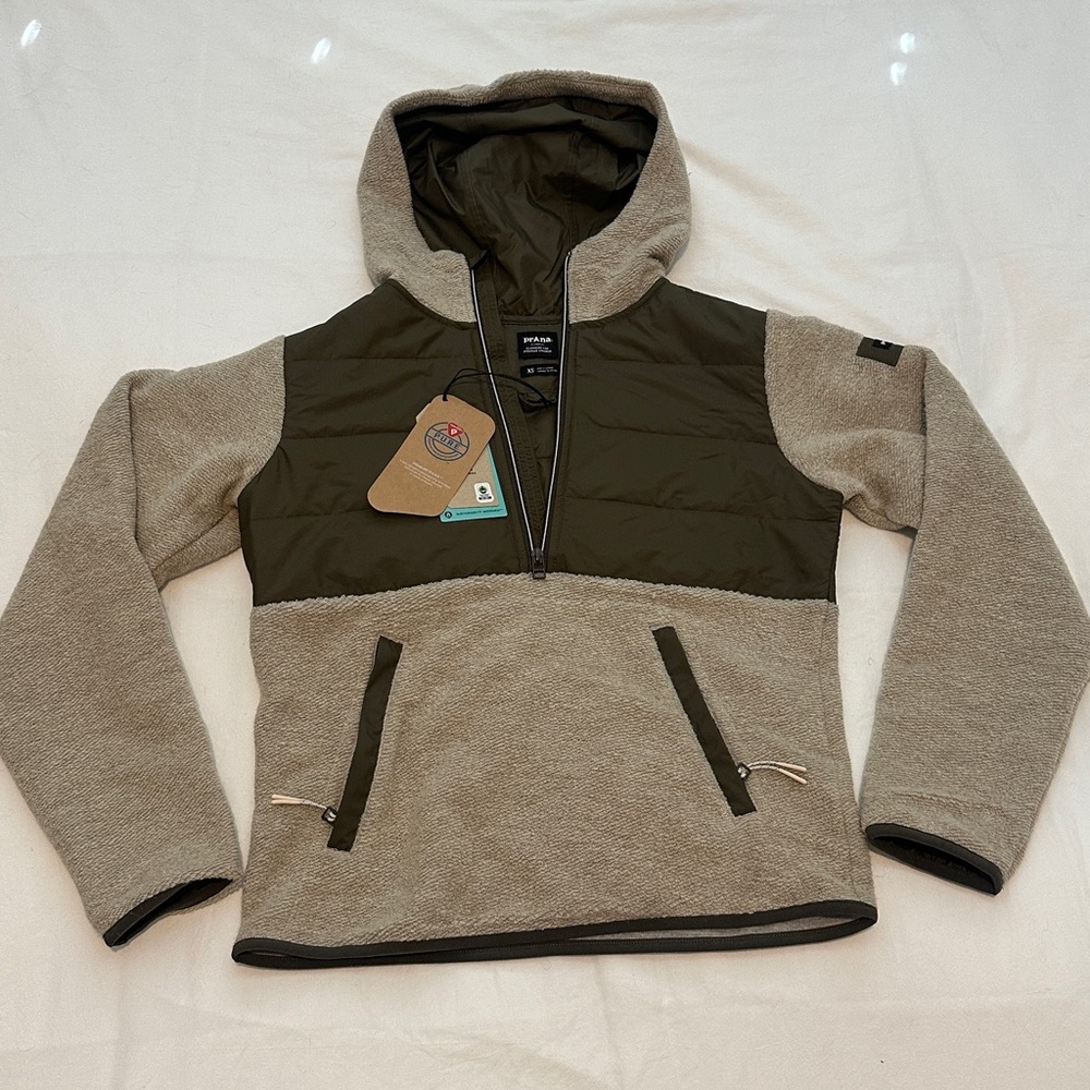 Prana Olive and Beige Puffer Jacket - Size XS (fits like S)